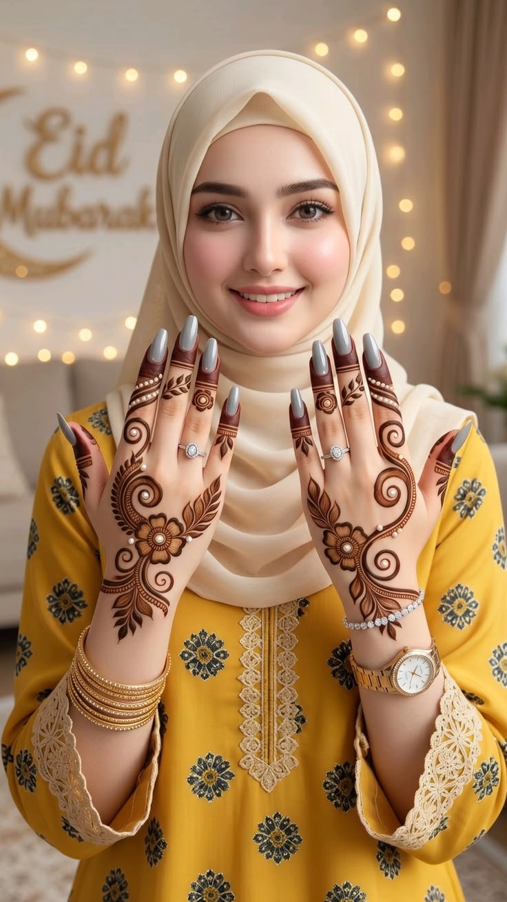 Henna artist drawing bridal mehndi design